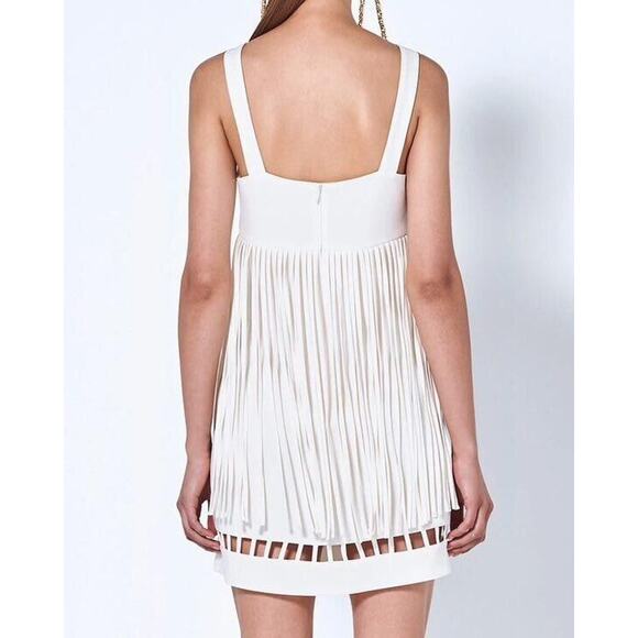 $650 Alexis SASKIA Alabaster Sleeveles Mini Fringe Dress Sz M Bridal Wedding - Picture 11 of 16